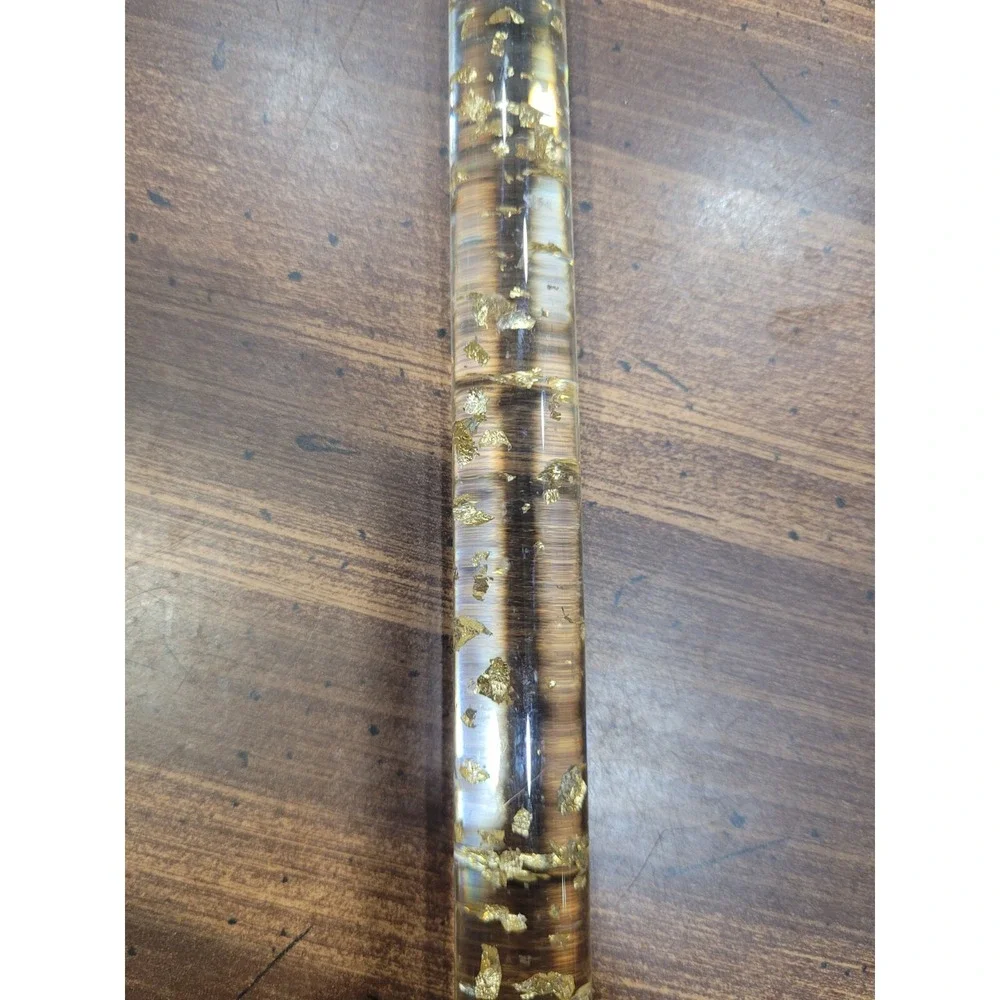 Vintage Clear Lucite taper Candle Gold Specks Flakes MCM Decor